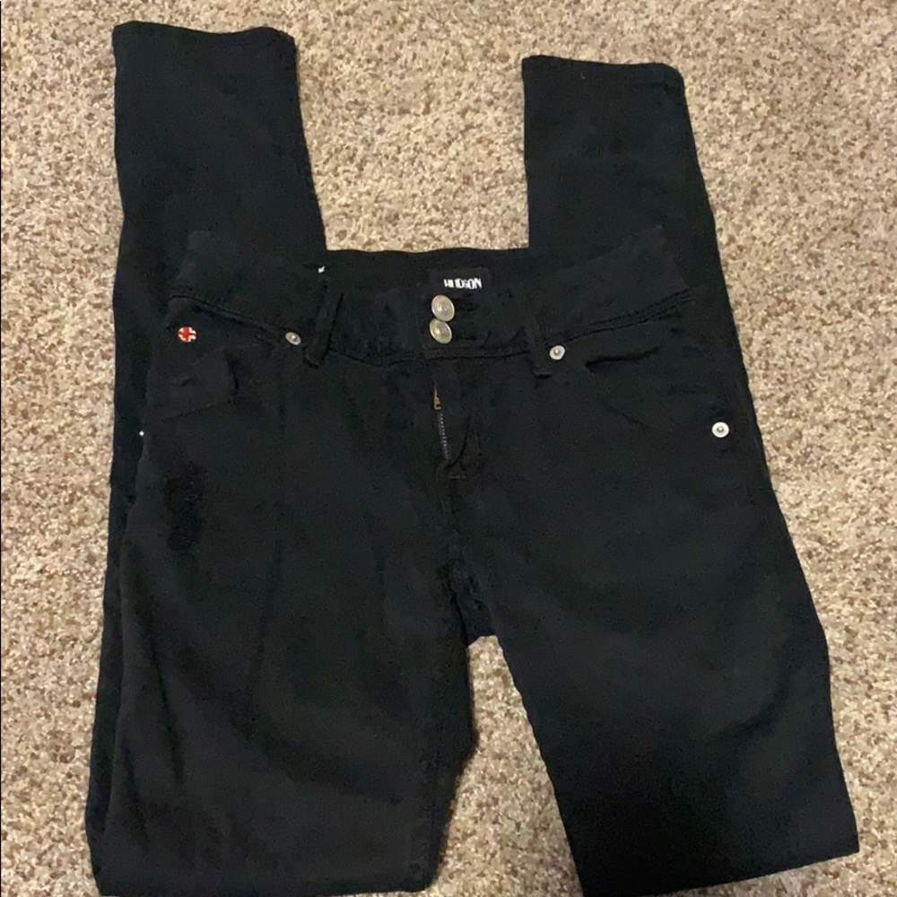 Hudson black Collin distressed skinny jeans